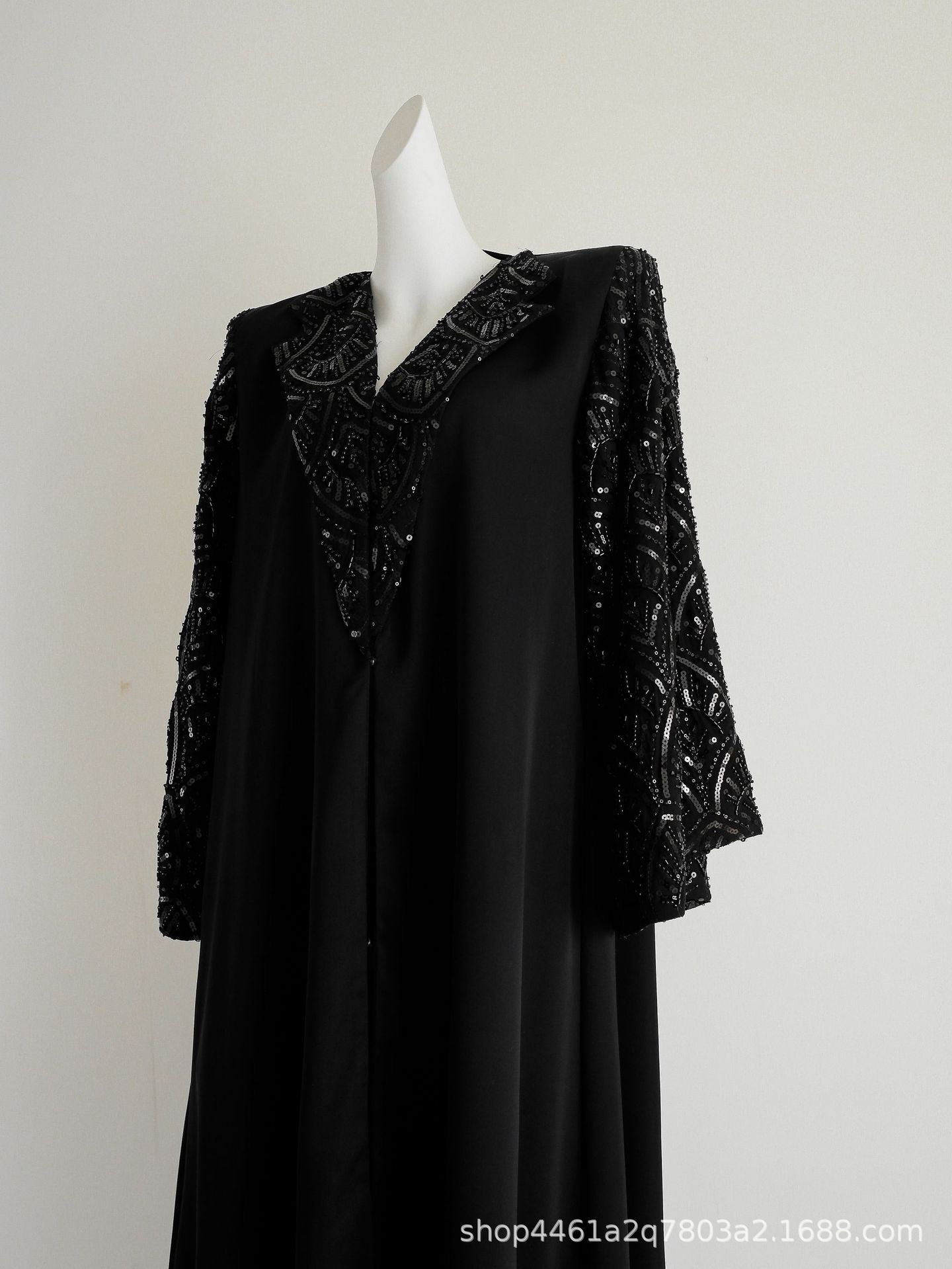 Handmade Beaded Luxury Abaya With Hijab (EG111) - Elara Global