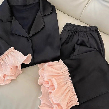 High - end Ice Silk Long Sleeves Pajama Set (EG204) - Elara Global