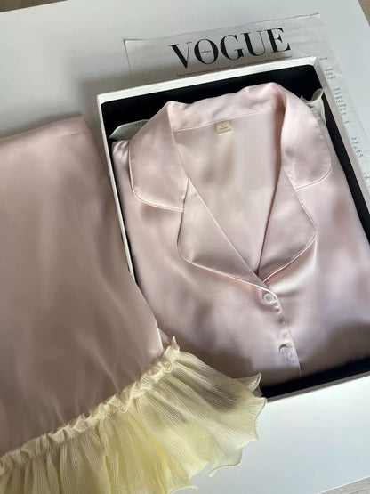 High - end Ice Silk Long Sleeves Pajama Set (EG204) - Elara Global