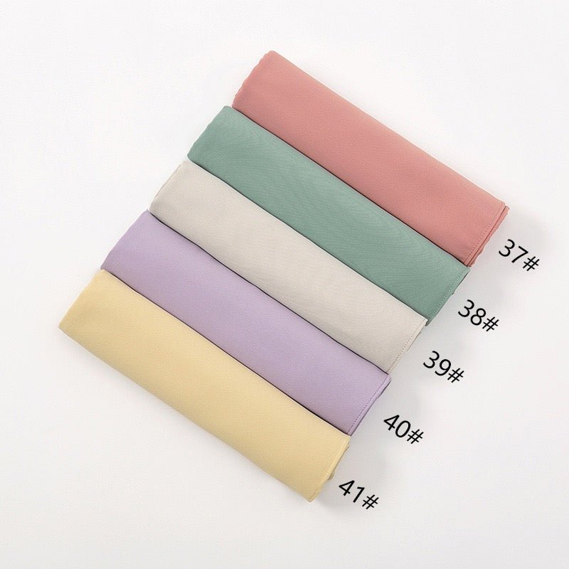 high quality solid color messy chiffon hijab - Elara Global