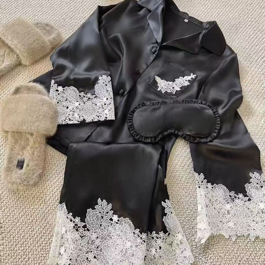 Ice Silk Lace - Trim Pajama Set (EG201) - Elara Global