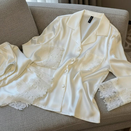 Ice Silk Lace - Trim Pajama Set (EG201) - Elara Global