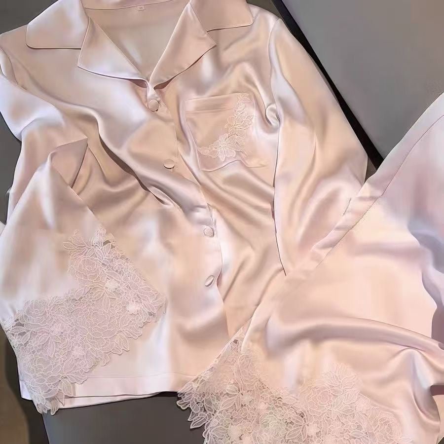 Ice Silk Lace - Trim Pajama Set (EG201) - Elara Global