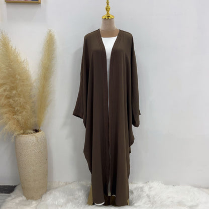 Kaftan Sleeve Embroidered Open Abaya - Elara Global