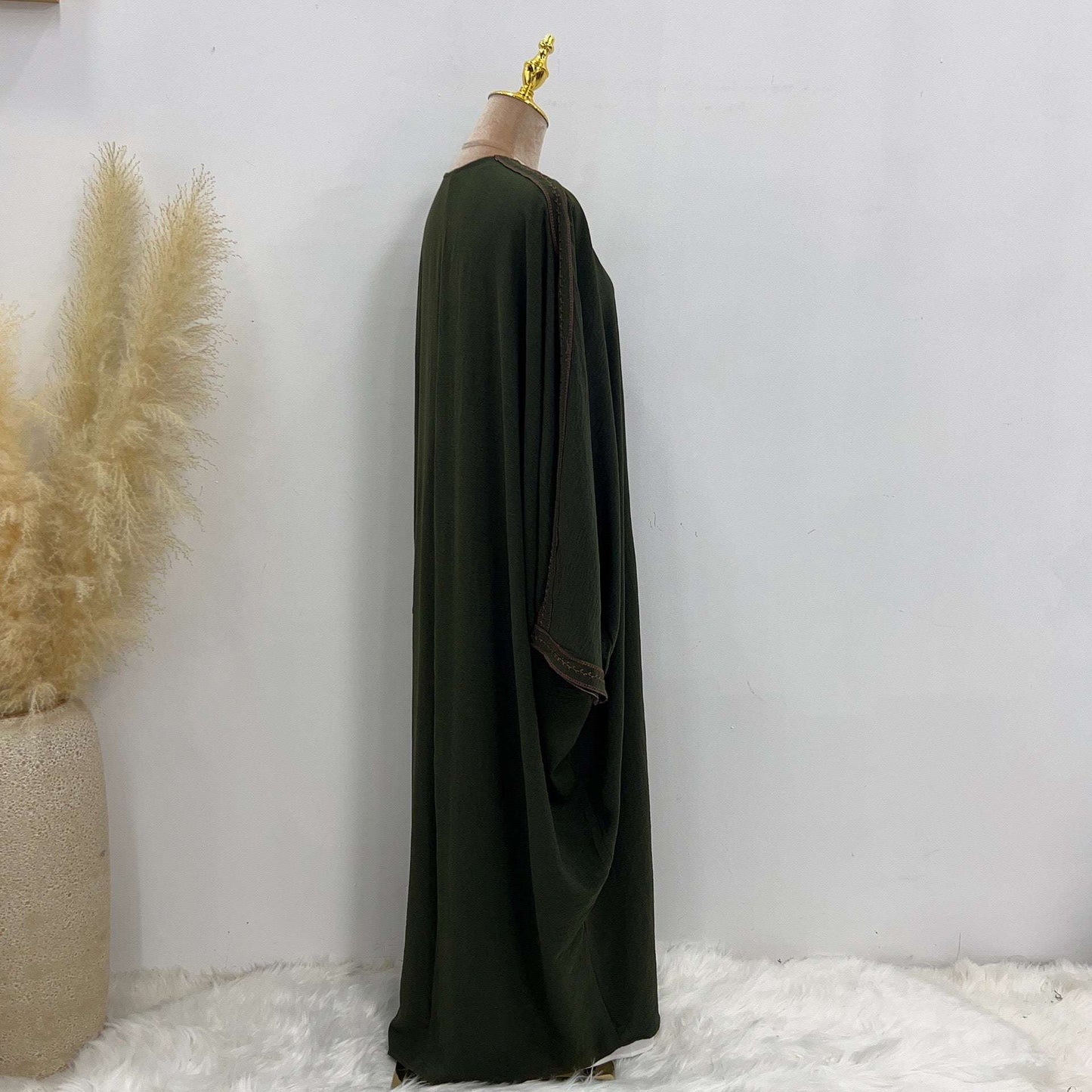 Kaftan Sleeve Embroidered Open Abaya - Elara Global
