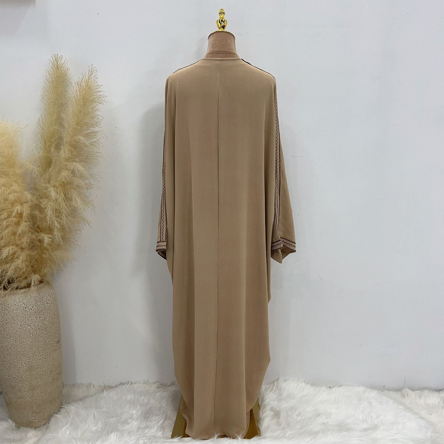 Kaftan Sleeve Embroidered Open Abaya - Elara Global