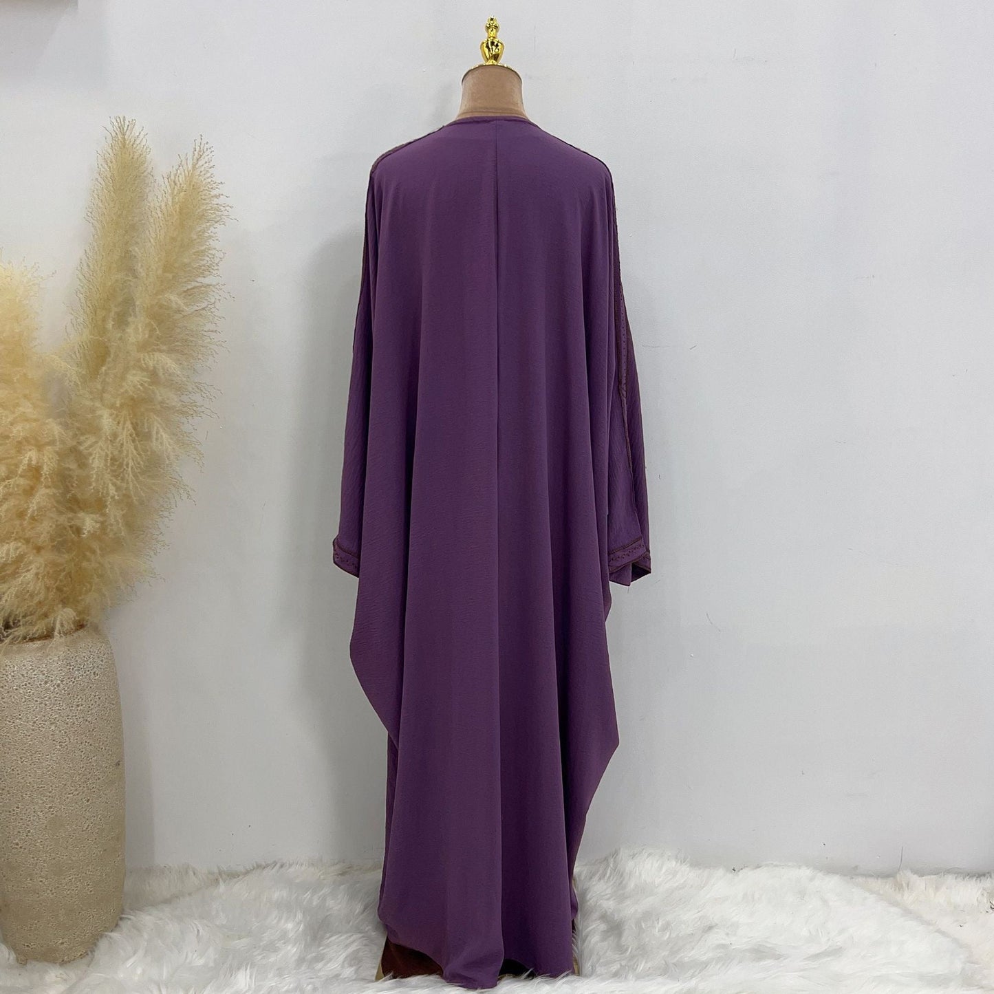 Kaftan Sleeve Embroidered Open Abaya - Elara Global