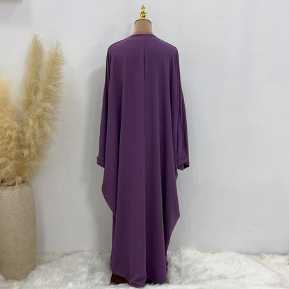 Kaftan Sleeve Embroidered Open Abaya - Elara Global