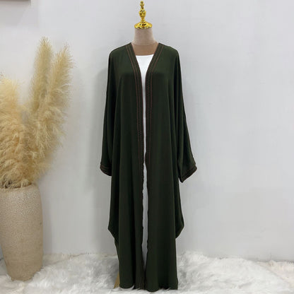 Kaftan Sleeve Embroidered Open Abaya - Elara Global