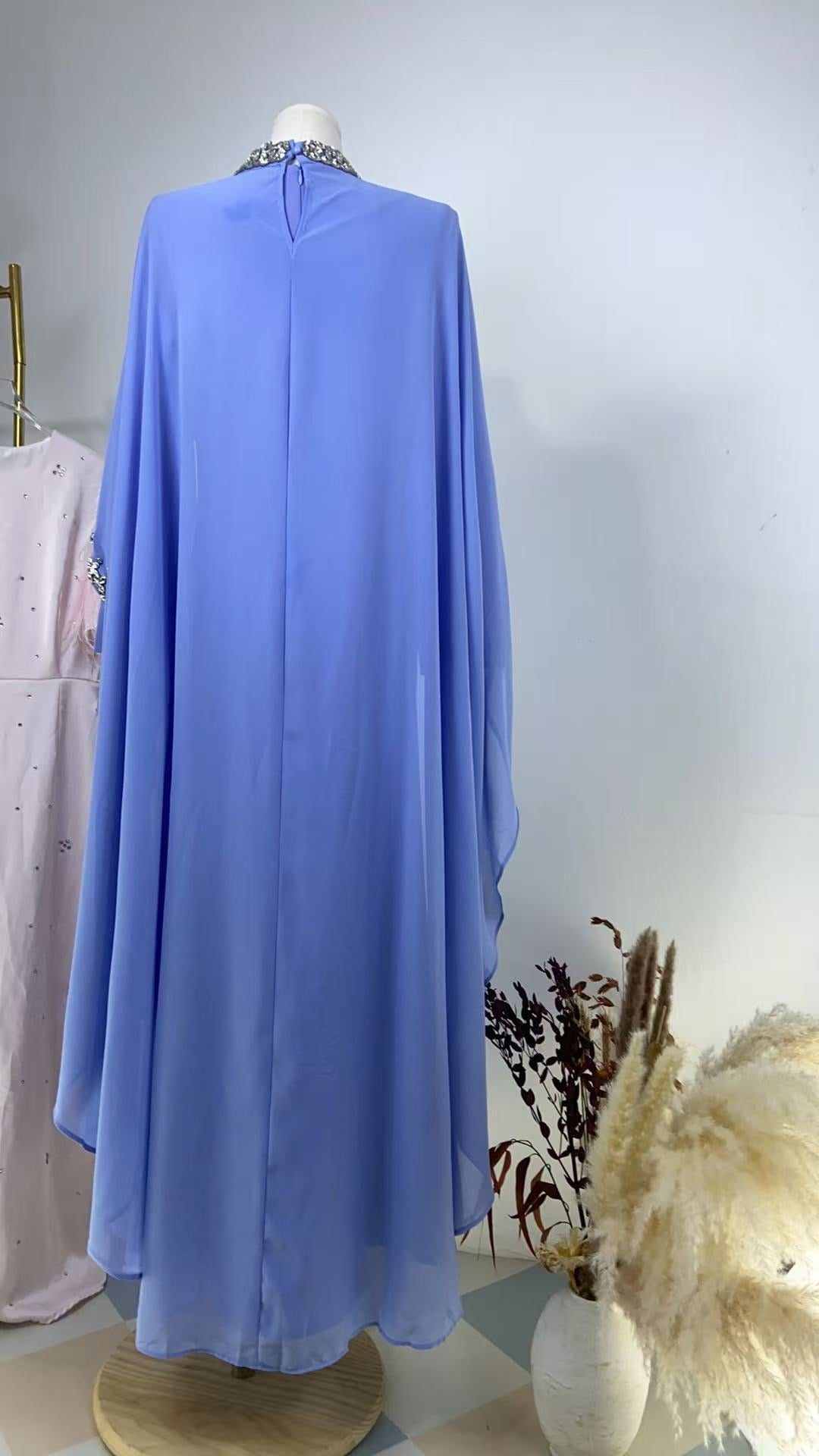 Luxe 2 - Piece Crystal Cape Dress (EG112) - Elara Global