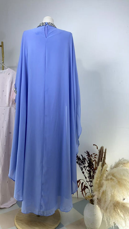Luxe 2 - Piece Crystal Cape Dress (EG112) - Elara Global