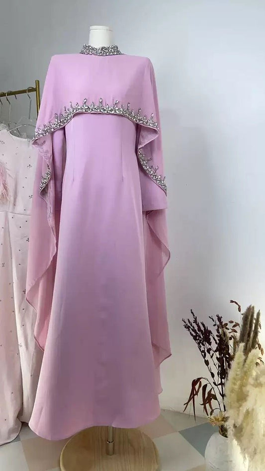 Luxe 2 - Piece Crystal Cape Dress (EG112) - Elara Global