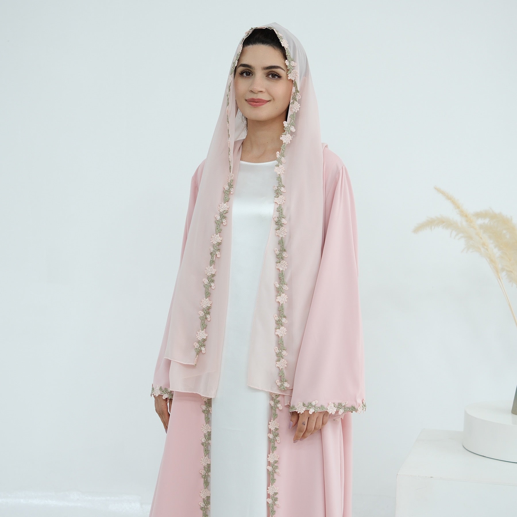 Meadowlace Open Abaya & Hijab Set (EG122) - Elara Global