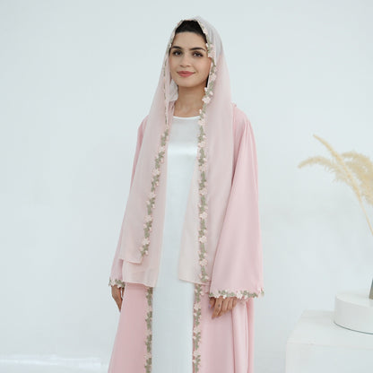 Meadowlace Open Abaya & Hijab Set (EG122) - Elara Global
