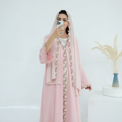 Meadowlace Open Abaya & Hijab Set (EG122) - Elara Global
