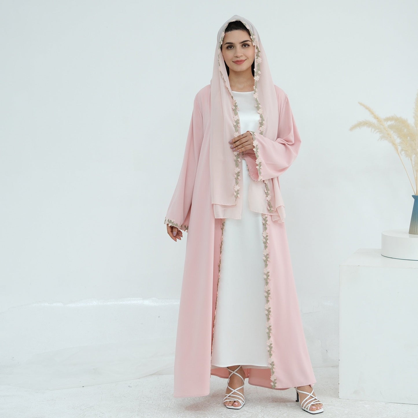 Meadowlace Open Abaya & Hijab Set (EG122) - Elara Global