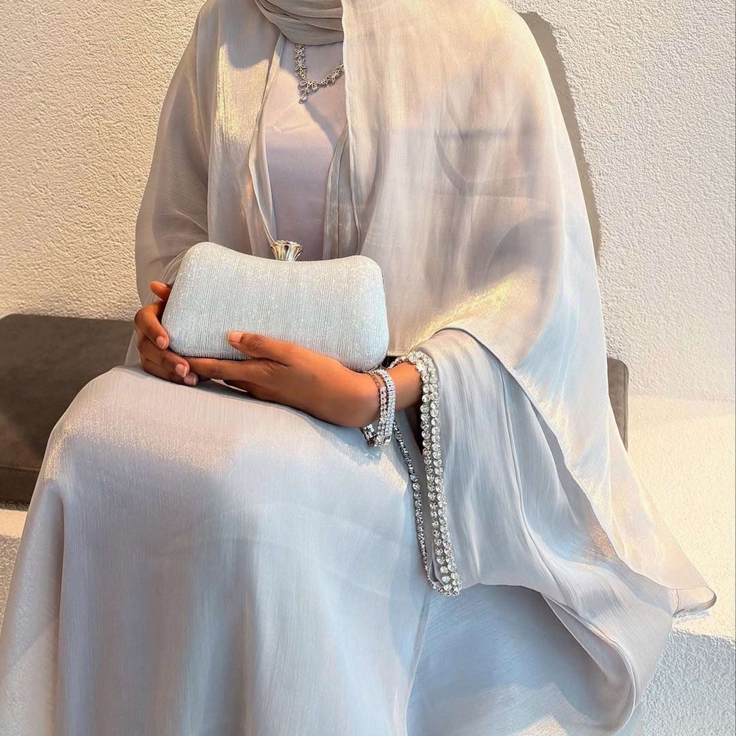 Modest Luxury Evening Wear Beading - Embellished Abaya Set (EG112) - Elara Global