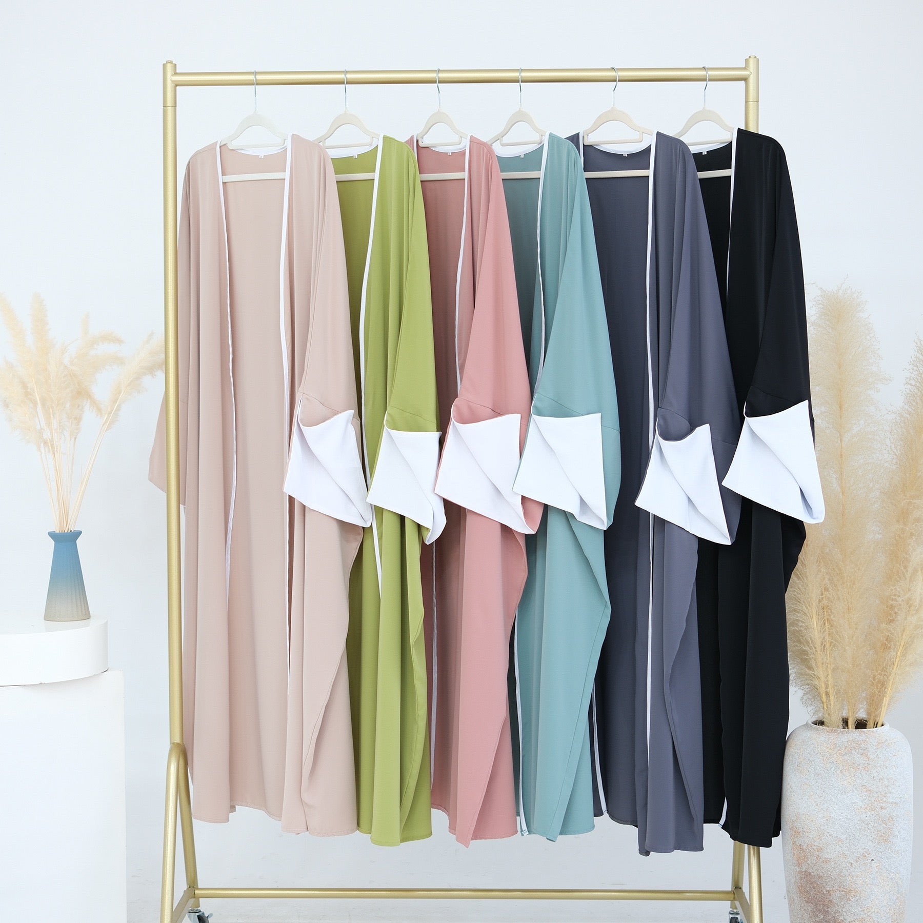 Piping Abaya With Split Sleeves(EG128) - Elara Global