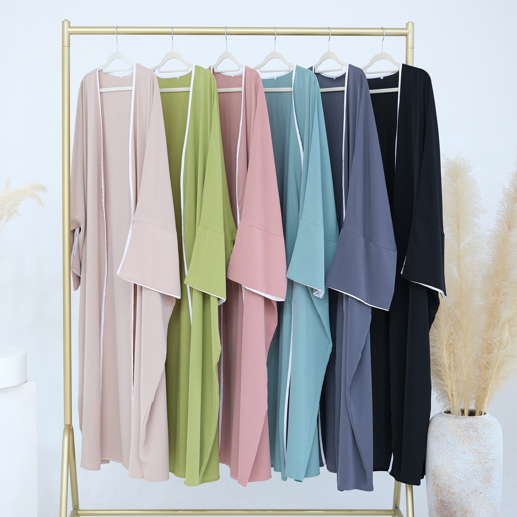 Piping Abaya With Split Sleeves(EG128) - Elara Global