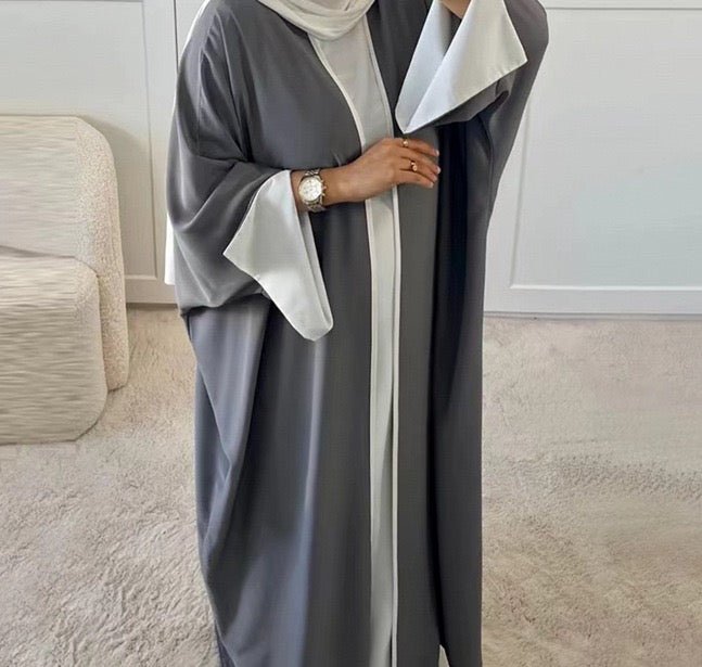 Piping Abaya With Split Sleeves(EG128) - Elara Global