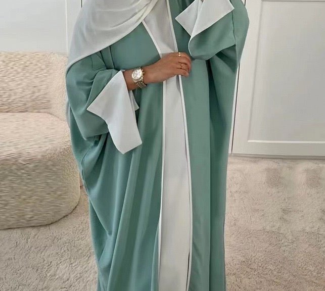 Piping Abaya With Split Sleeves(EG128) - Elara Global