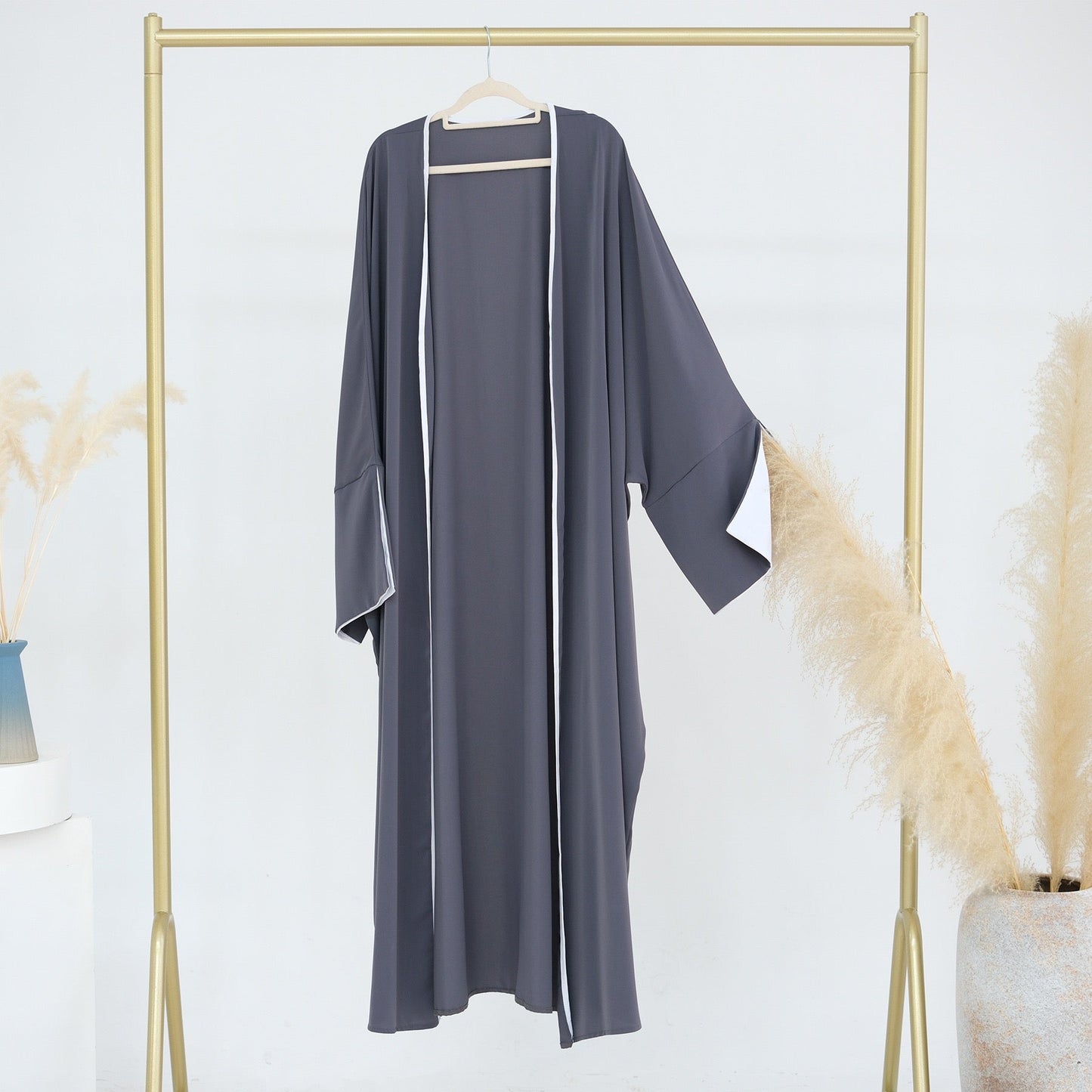 Piping Abaya With Split Sleeves(EG128) - Elara Global