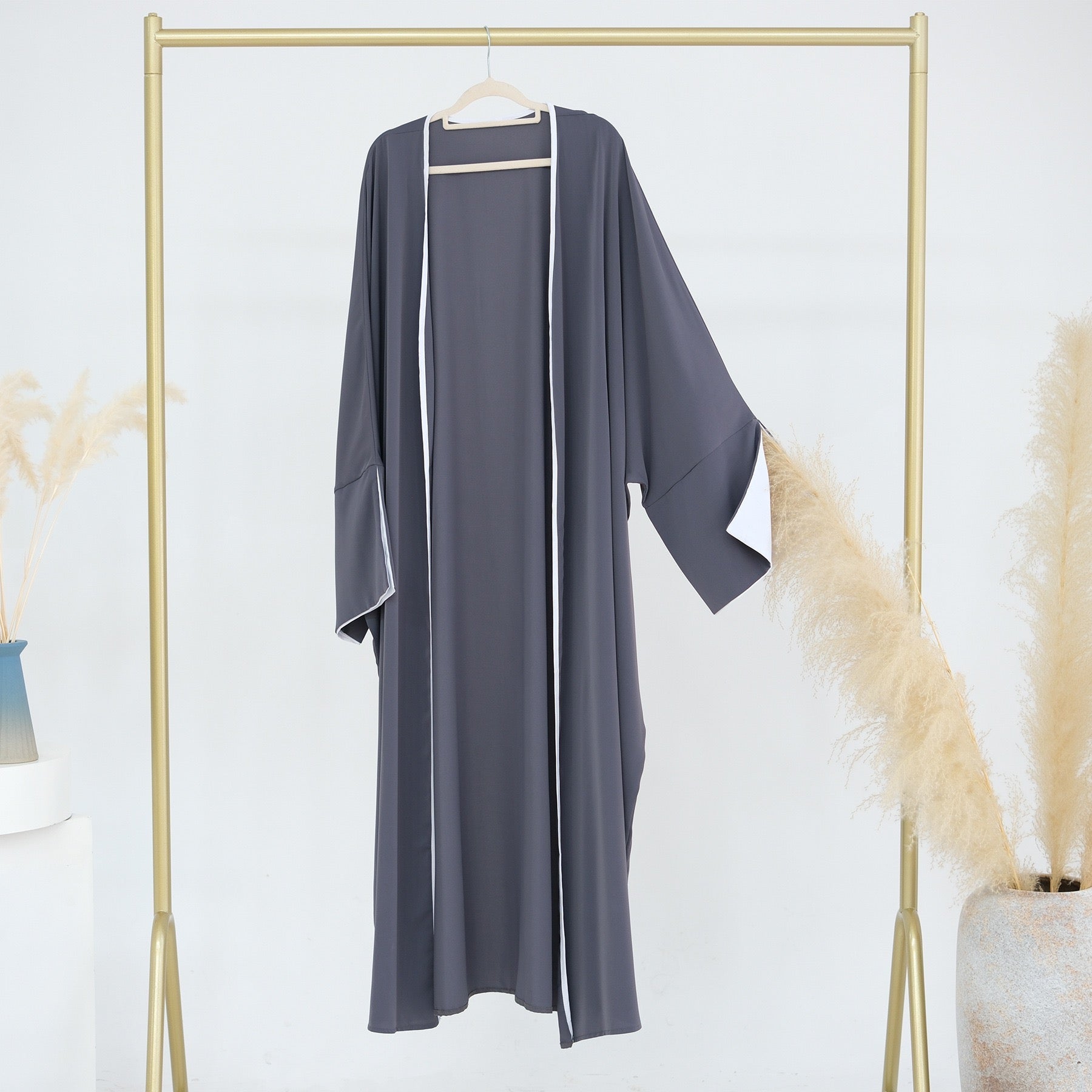 Piping Abaya With Split Sleeves(EG128) - Elara Global