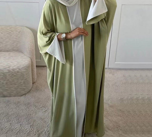 Piping Abaya With Split Sleeves(EG128) - Elara Global