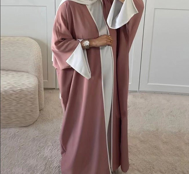 Piping Abaya With Split Sleeves(EG128) - Elara Global