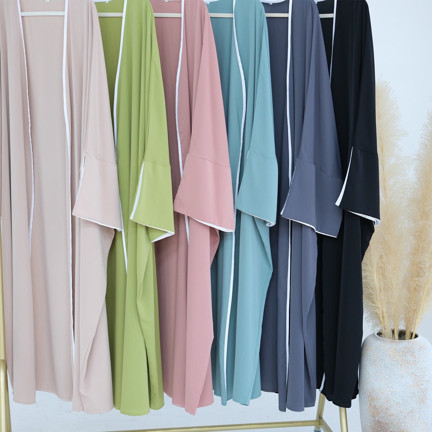 Piping Abaya With Split Sleeves(EG128) - Elara Global