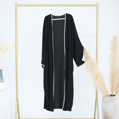 Piping Abaya With Split Sleeves(EG128) - Elara Global