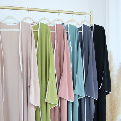 Piping Abaya With Split Sleeves(EG128) - Elara Global