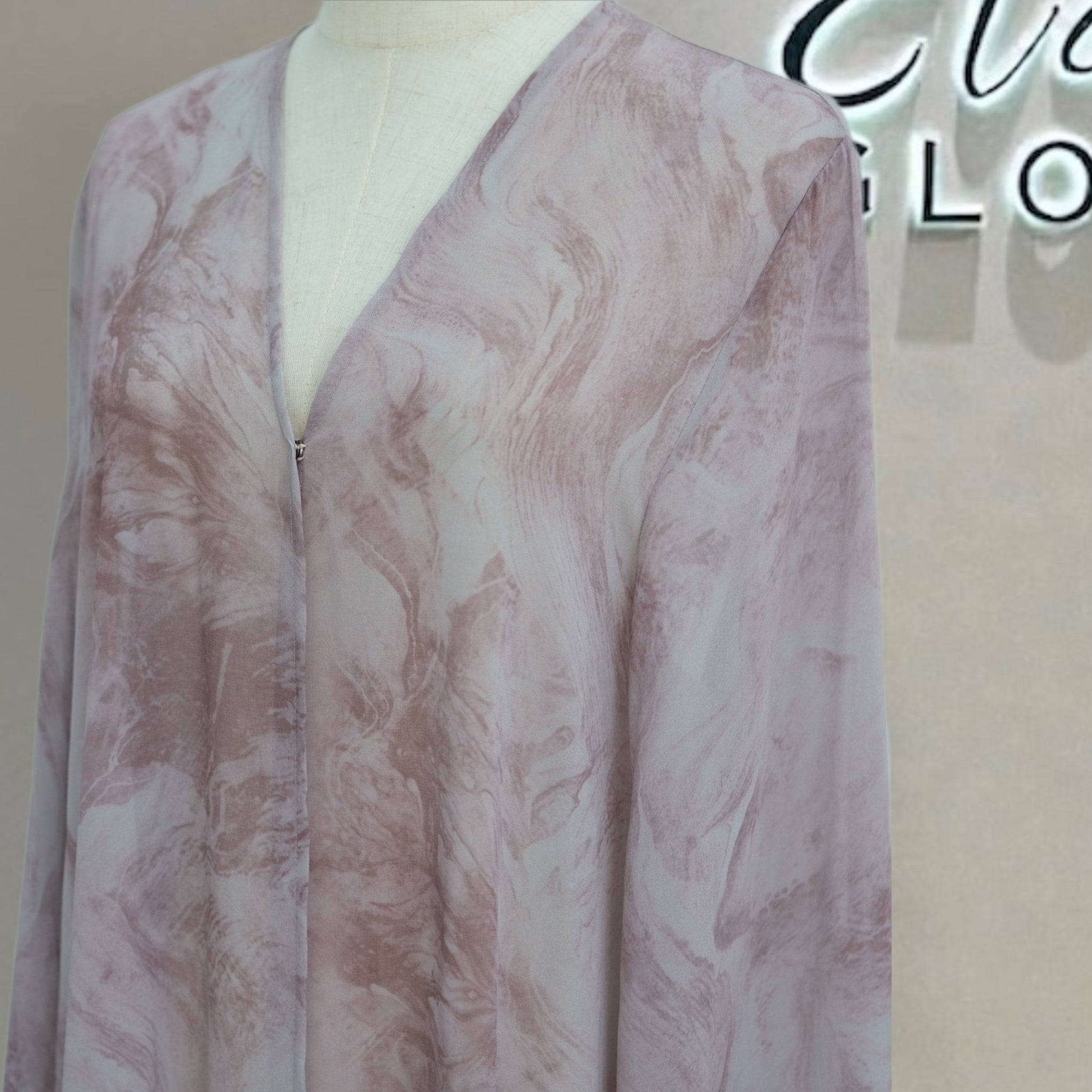 Printed Cardigan & Abaya Collection | Modest Luxury Loungewear, Feather Print Robes (EG127) - Elara Global