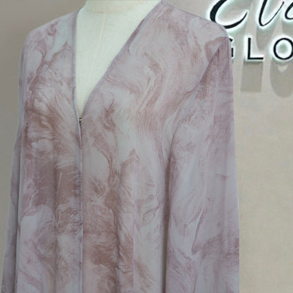 Printed Cardigan & Abaya Collection | Modest Luxury Loungewear, Feather Print Robes (EG127) - Elara Global