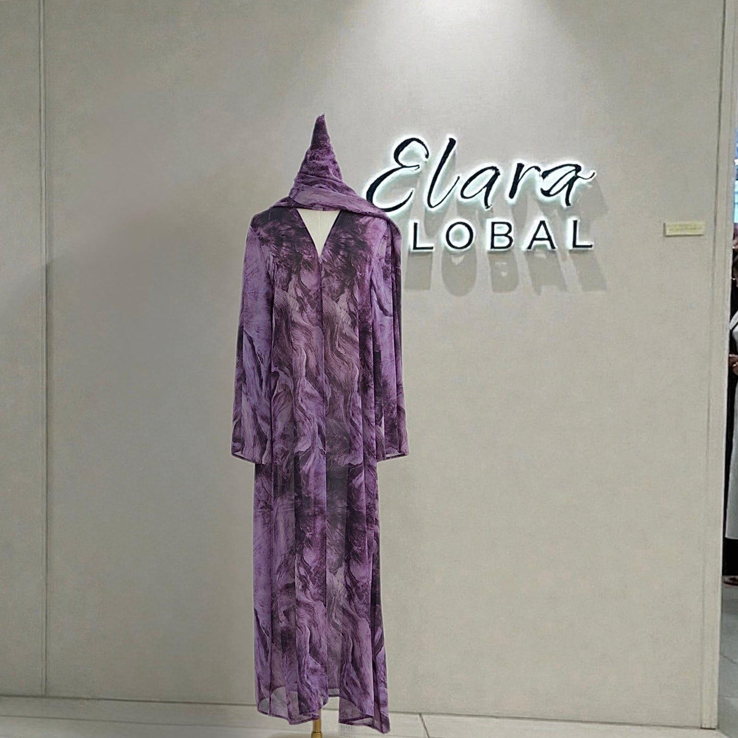 Printed Cardigan & Abaya Collection | Modest Luxury Loungewear, Feather Print Robes (EG127) - Elara Global