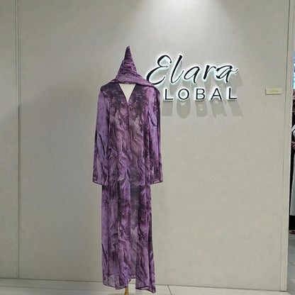 Printed Cardigan & Abaya Collection | Modest Luxury Loungewear, Feather Print Robes (EG127) - Elara Global