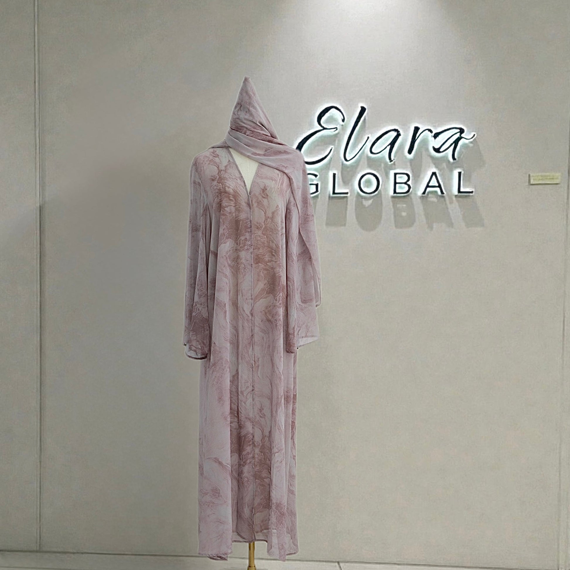 Printed Cardigan & Abaya Collection | Modest Luxury Loungewear, Feather Print Robes (EG127) - Elara Global