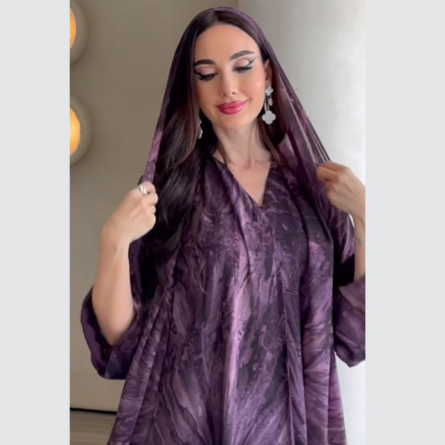 Printed Cardigan & Abaya Collection | Modest Luxury Loungewear, Feather Print Robes (EG127) - Elara Global