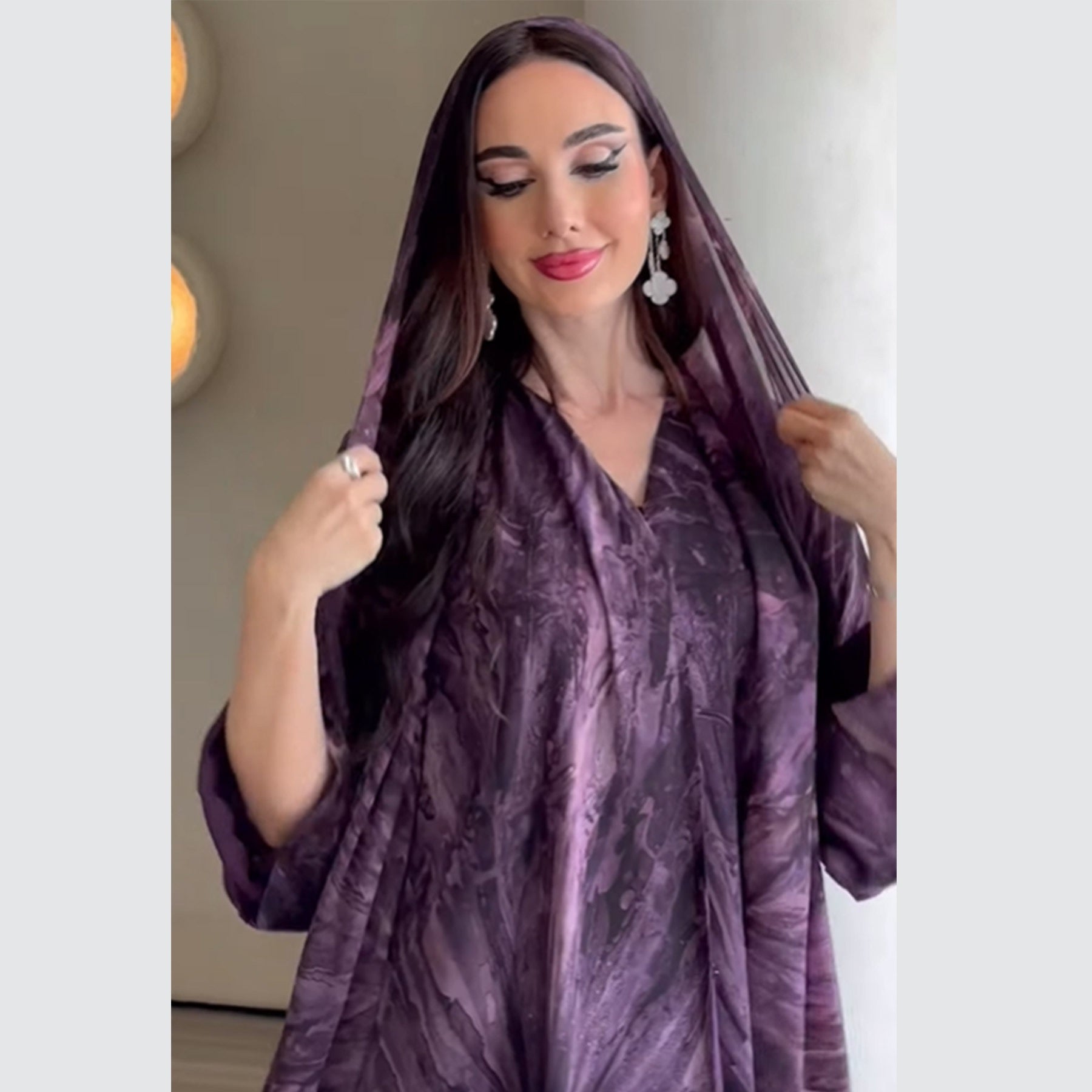 Printed Cardigan & Abaya Collection | Modest Luxury Loungewear, Feather Print Robes (EG127) - Elara Global