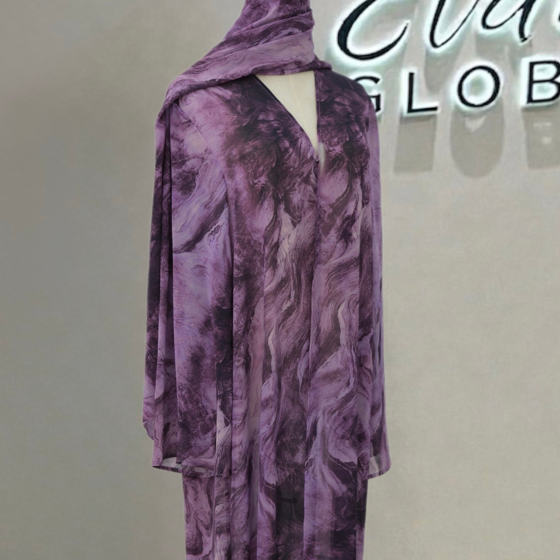 Printed Cardigan & Abaya Collection | Modest Luxury Loungewear, Feather Print Robes (EG127) - Elara Global
