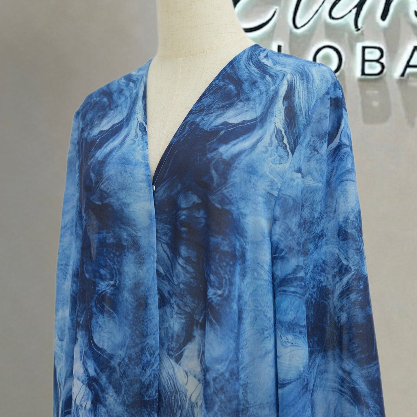 Printed Cardigan & Abaya Collection | Modest Luxury Loungewear, Feather Print Robes (EG127) - Elara Global