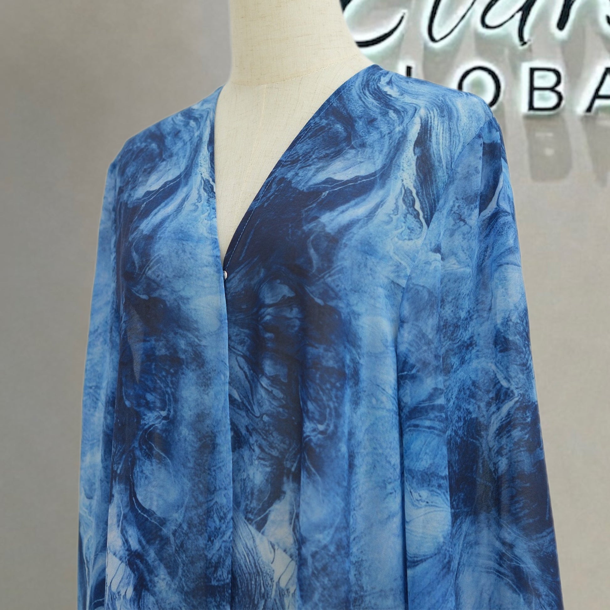 Printed Cardigan & Abaya Collection | Modest Luxury Loungewear, Feather Print Robes (EG127) - Elara Global
