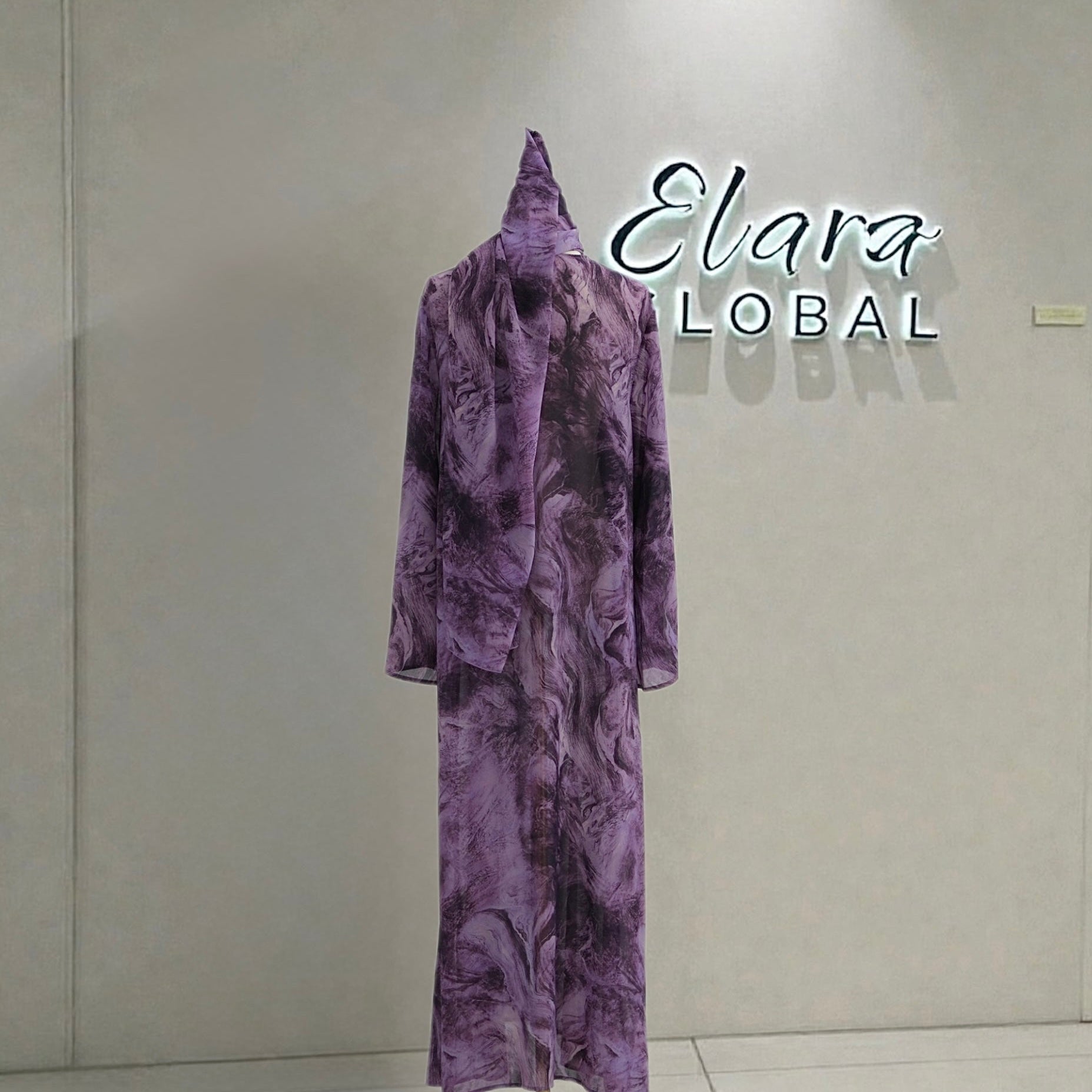 Printed Cardigan & Abaya Collection | Modest Luxury Loungewear, Feather Print Robes (EG127) - Elara Global