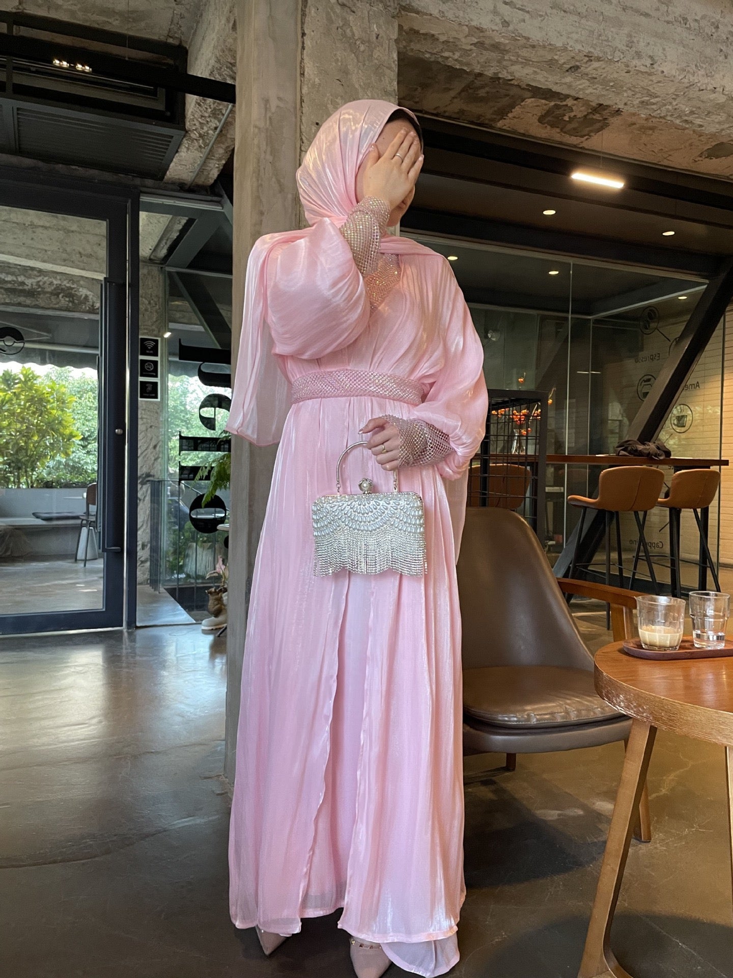 SHIMMERING EVENING ABAYA SET - 4 pc set (EG132) - Elara Global