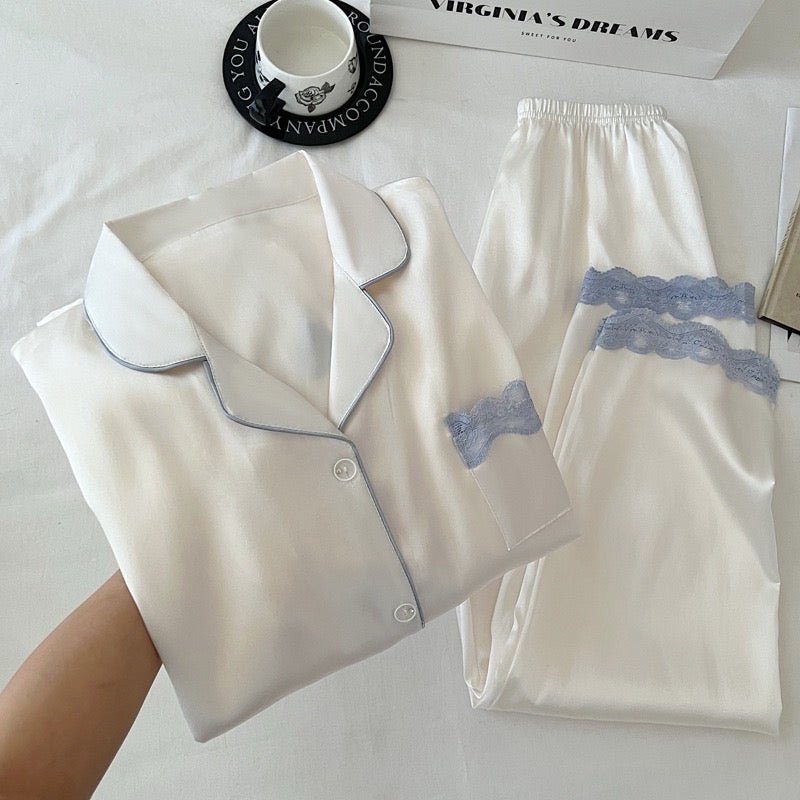 Silky Lace - Trim Pajama Set - Elara Global