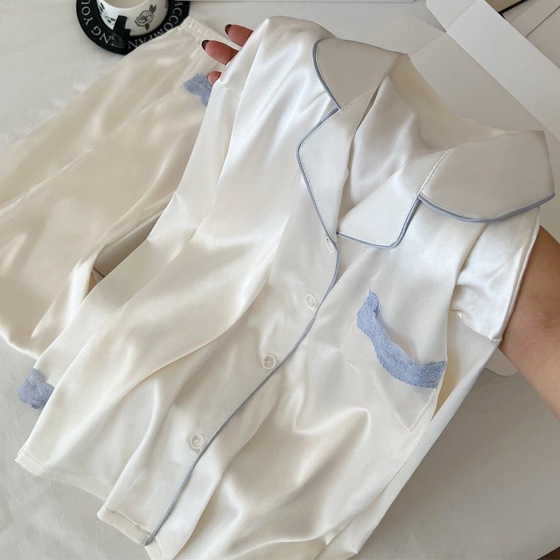 Silky Lace - Trim Pajama Set - Elara Global