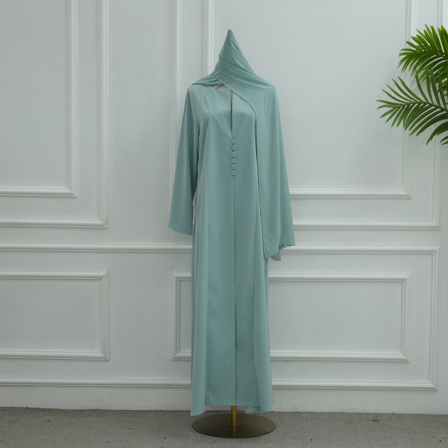 Turkish Coat Abaya With Matching Hijab (EG117) - Elara Global