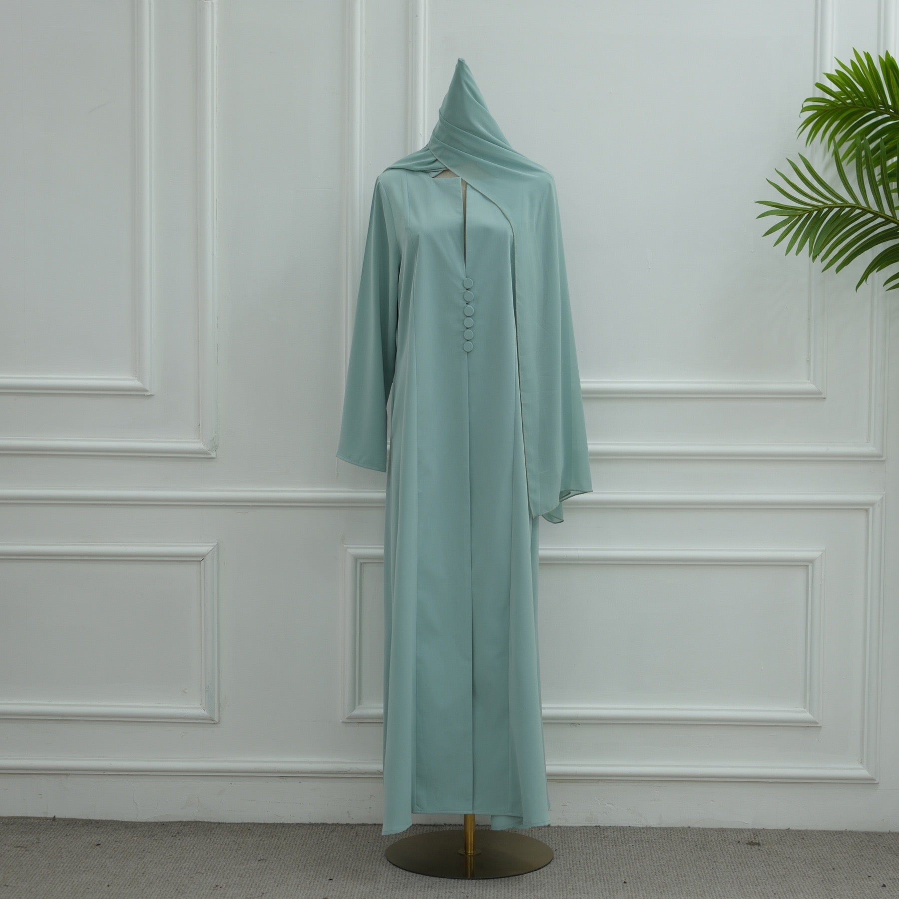 Turkish Coat Abaya With Matching Hijab (EG117) - Elara Global