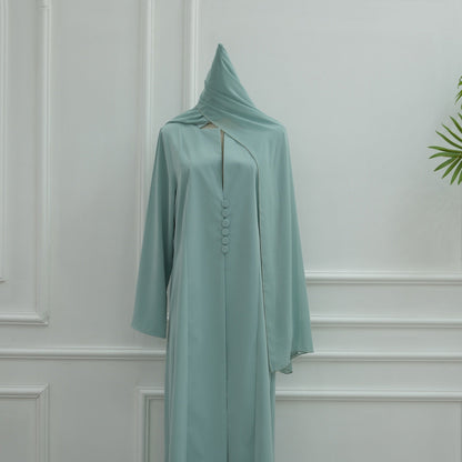 Turkish Coat Abaya With Matching Hijab (EG117) - Elara Global