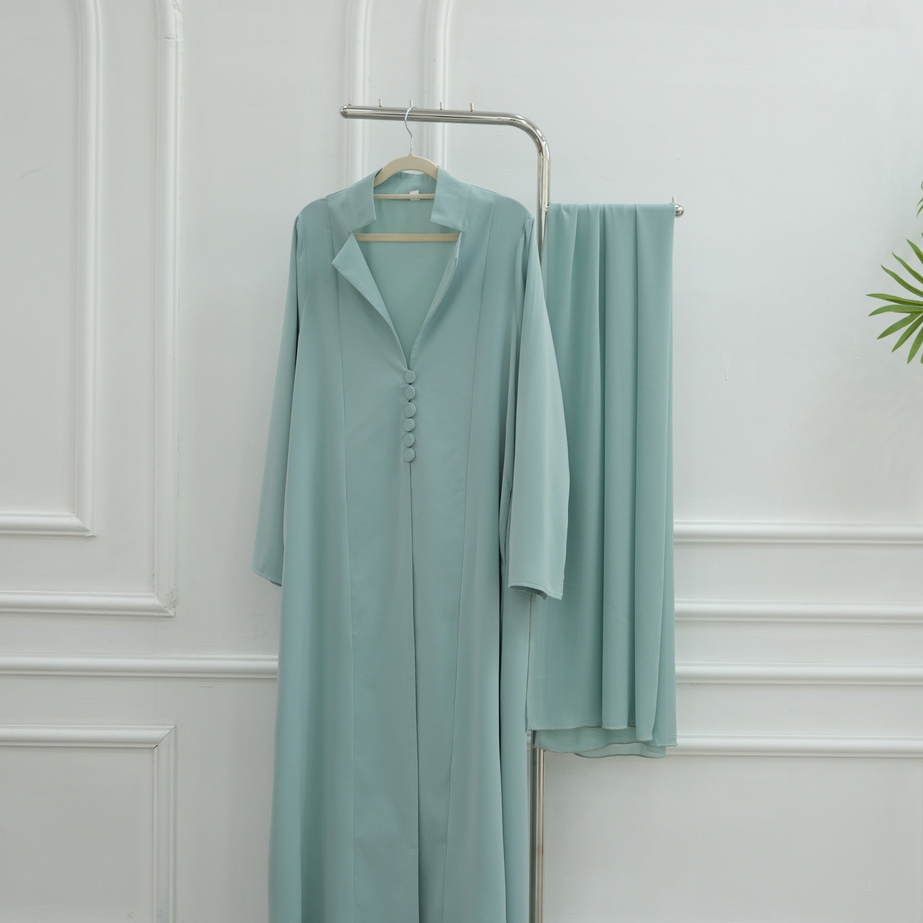 Turkish Coat Abaya With Matching Hijab (EG117) - Elara Global